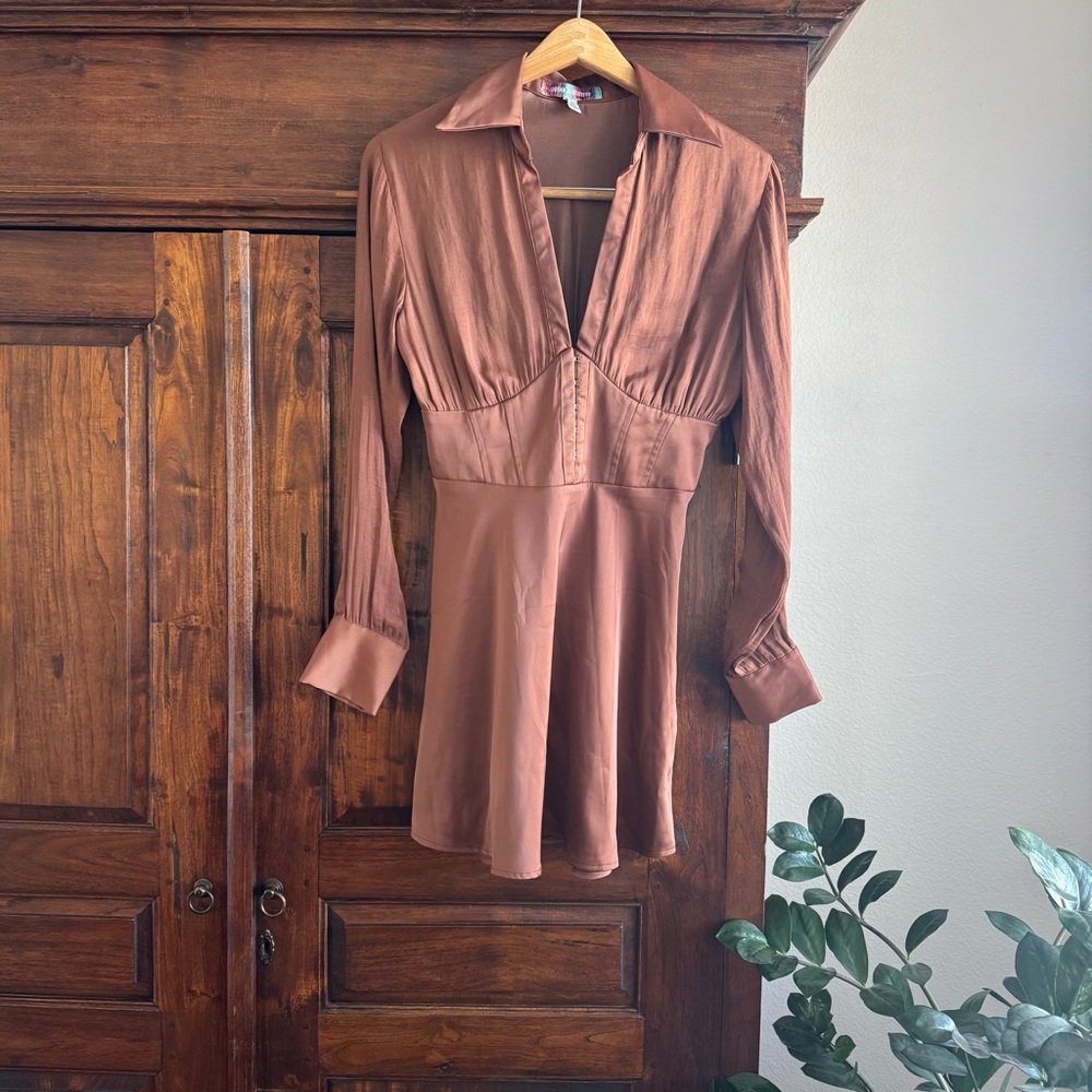 UO Phoebe Corseted Shirt Dress